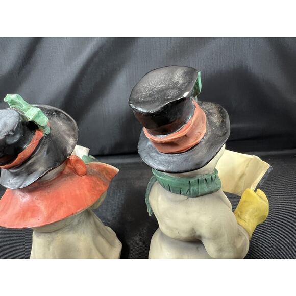 Vintage Allyson Nagel‎ 1995 Snowman Caroler Christmas 4.5" Tall lot of 2 chip - Picture 4 of 7